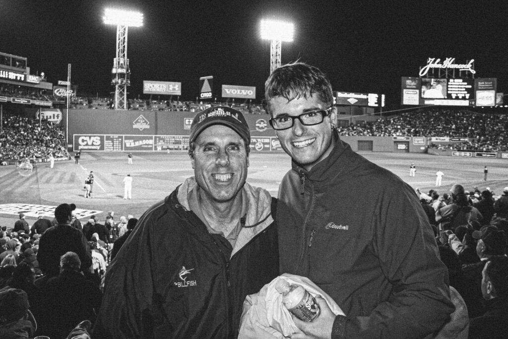 Black and White image of Photographer Dan Brown with his dad, Bill Brown Sr